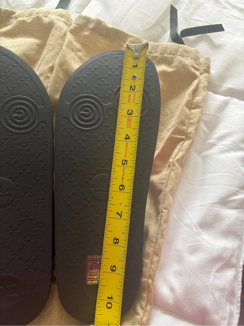 Gucci Black Slide Sandals with Floral Monogram Strap